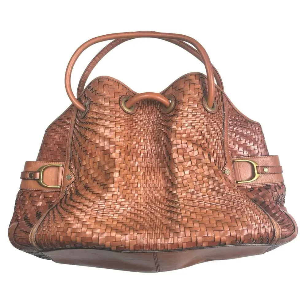 Cole Haan | Women | Genevieve Woven Leather Cognac Hobo Satchel Shoulder Handbag